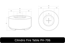 Load image into Gallery viewer, Cilindro Tuscany Fire Table Dimensions
