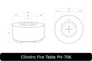 Cilindro Tuscany Fire Table Dimensions