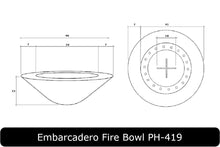 Load image into Gallery viewer, Embarcadero Fire Bowl Dimensions
