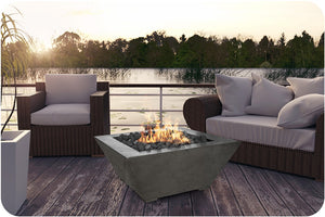 Lifestyle Image of the Lombard Concrete Fire Table
