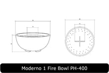 Load image into Gallery viewer, Moderno 1 Fire Bowl Dimensions
