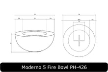 Load image into Gallery viewer, Moderno 5 Fire Bowl Dimensions
