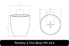 Load image into Gallery viewer, Pentola 2 Fire Bowl Dimensions
