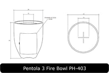 Load image into Gallery viewer, Pentola 2 Fire Bowl Dimensions
