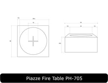 Load image into Gallery viewer, Piazza Fire Table Dimensions

