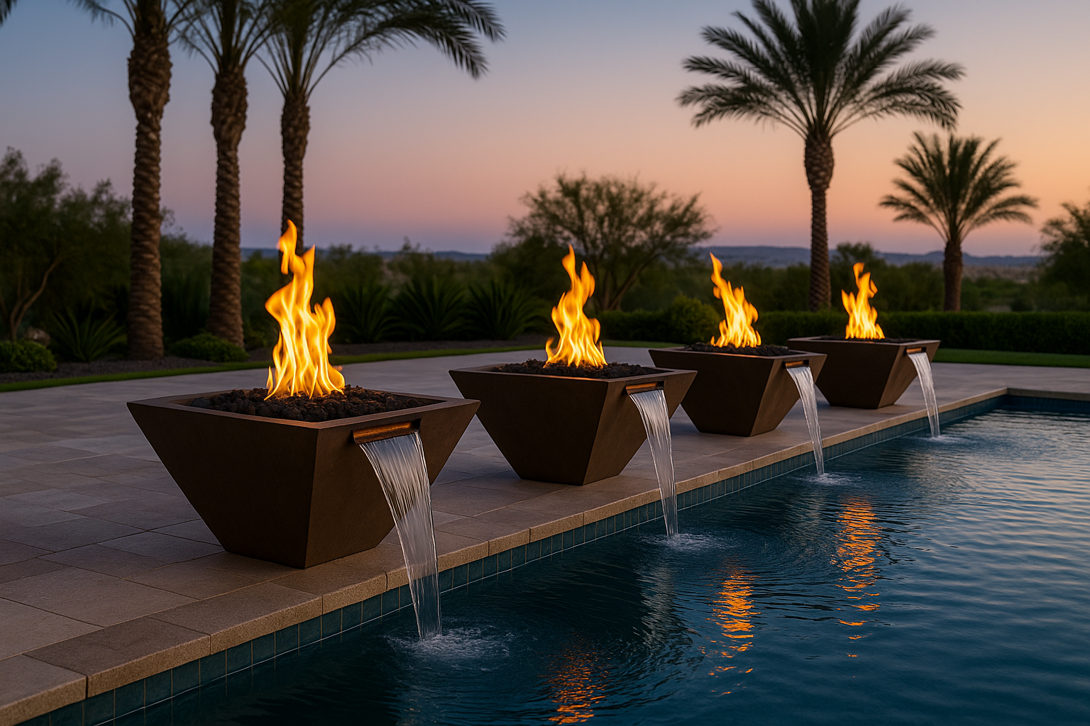 LOMBARD TALL — Square Fire & Water Bowl (32")