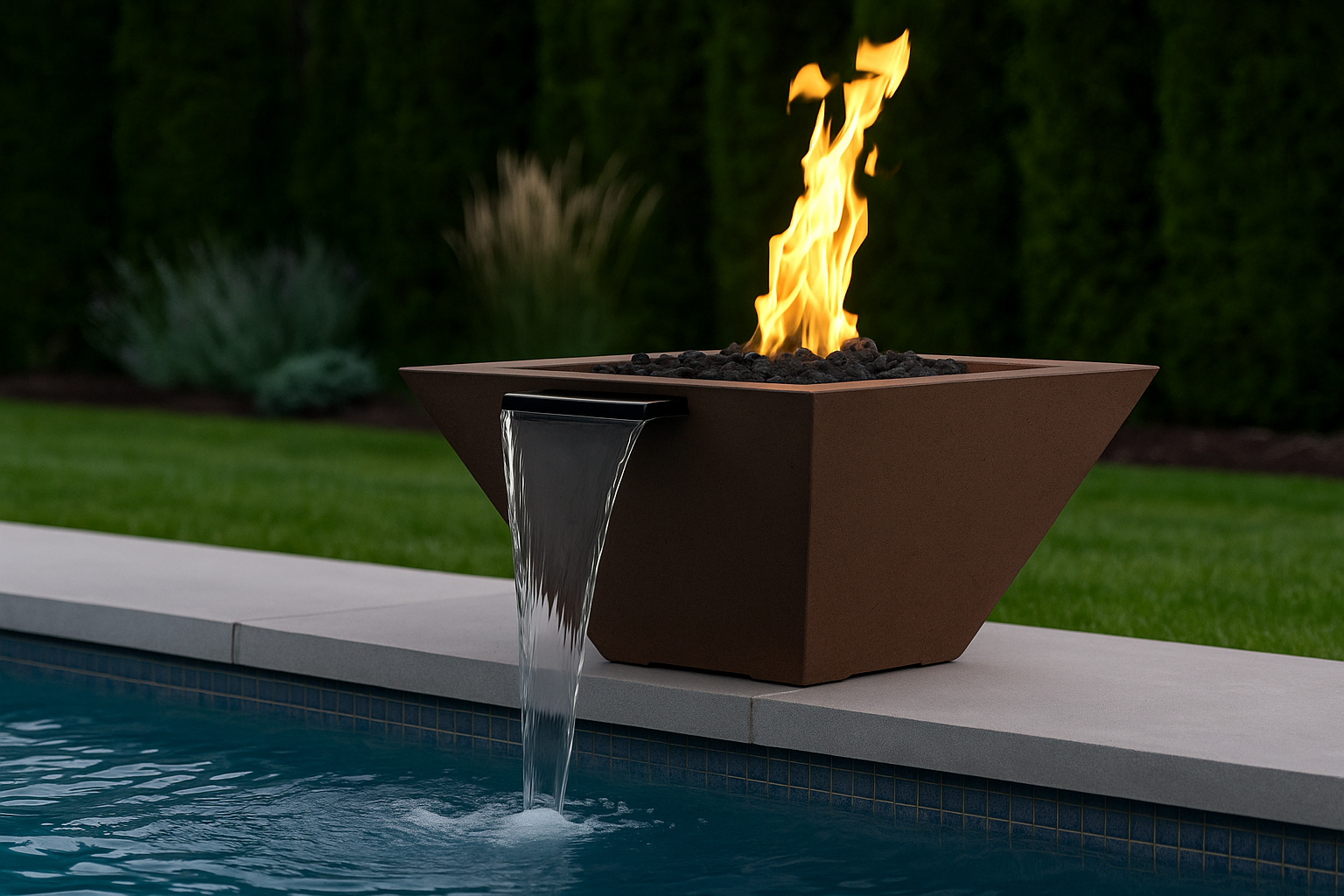 LOMBARD TALL — Square Fire & Water Bowl (32")