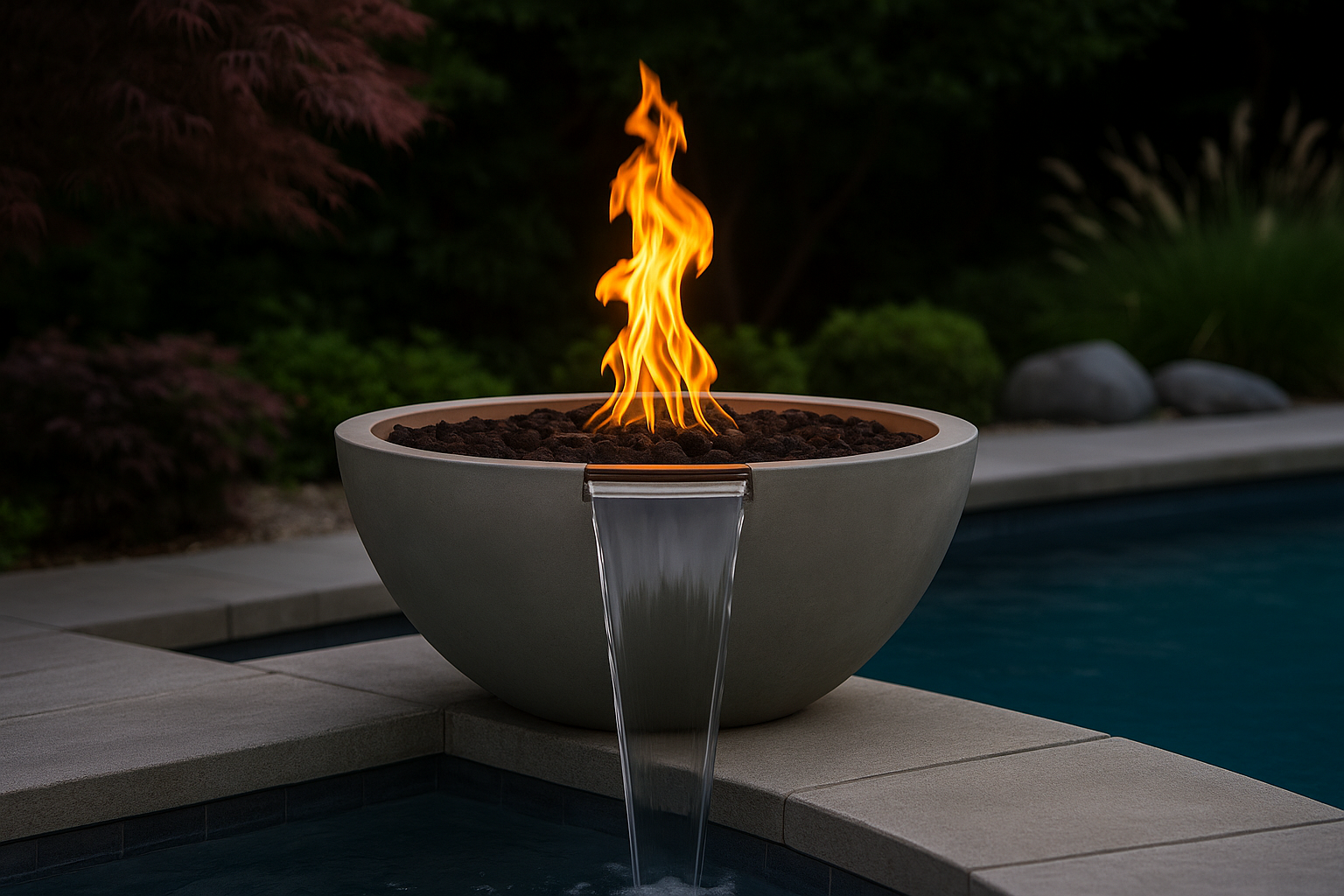 LUNA — Round Deep Fire & Water Bowl  (30"/38")