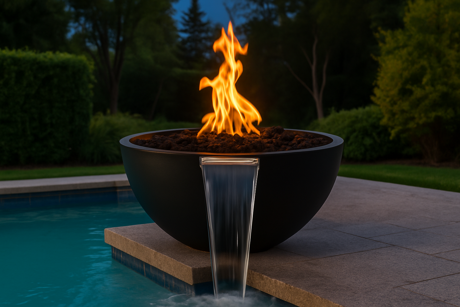 LUNA — Round Deep Fire & Water Bowl  (30"/38")