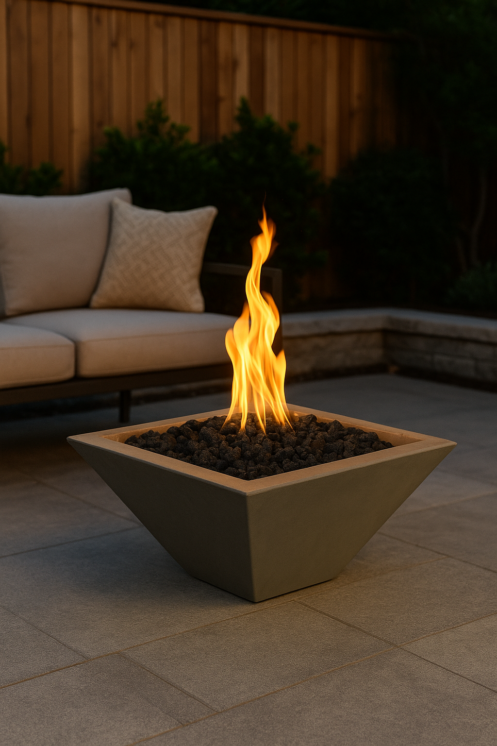 Maya — Square GFRC Concrete Fire Bowl (with 24", 30", or 36" options)