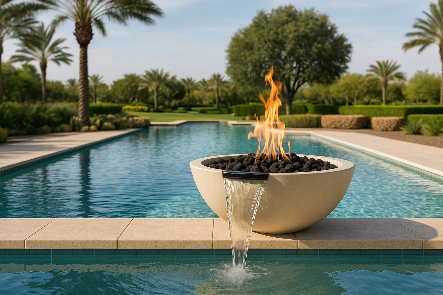 Moderno 2 - Round Concrete Fire & Water Bowl (29")