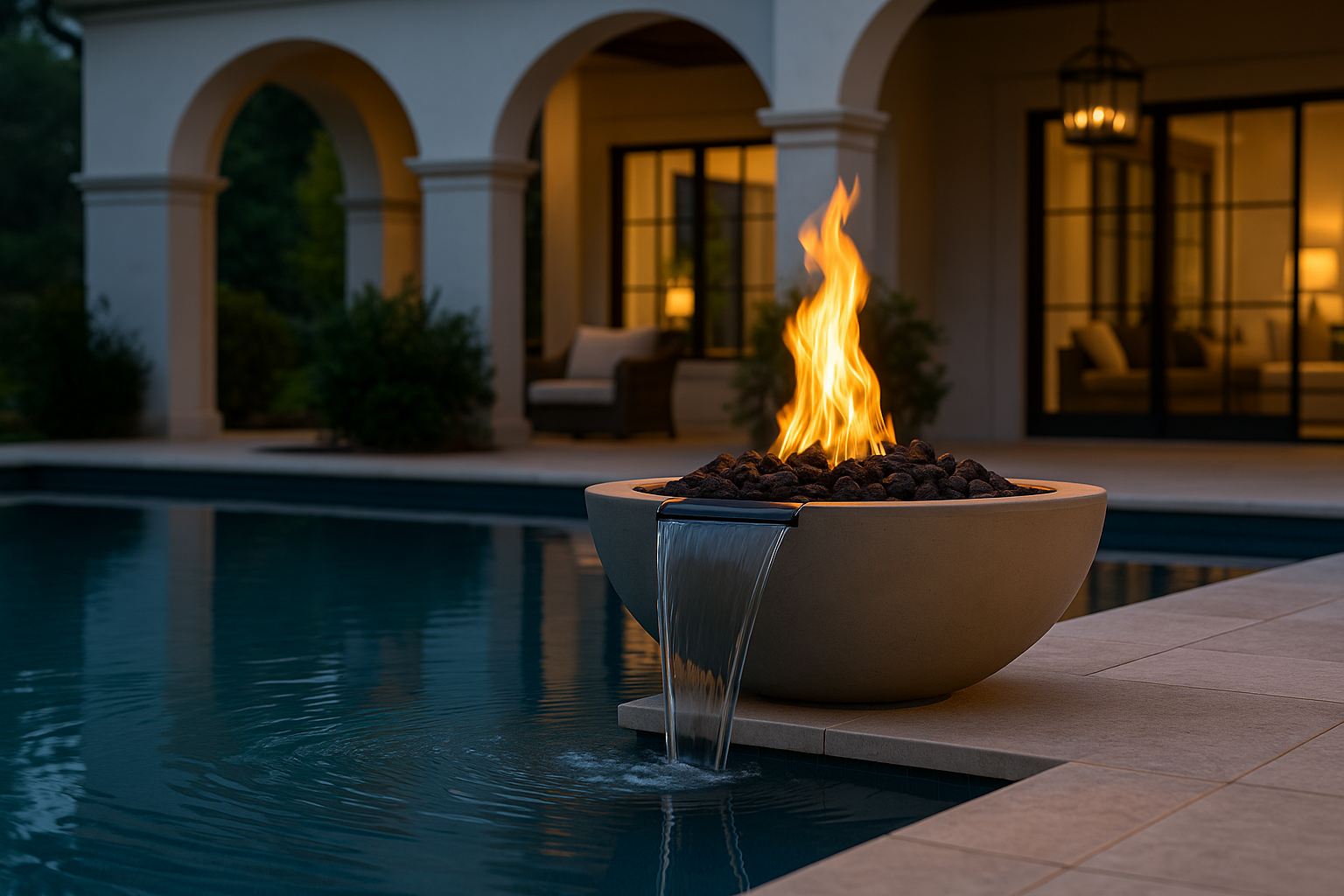 Moderno 2 - Round Concrete Fire & Water Bowl (29")