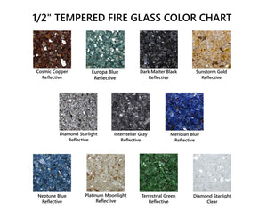 1/2" Tempered Fire Glass Europa Blue Reflective