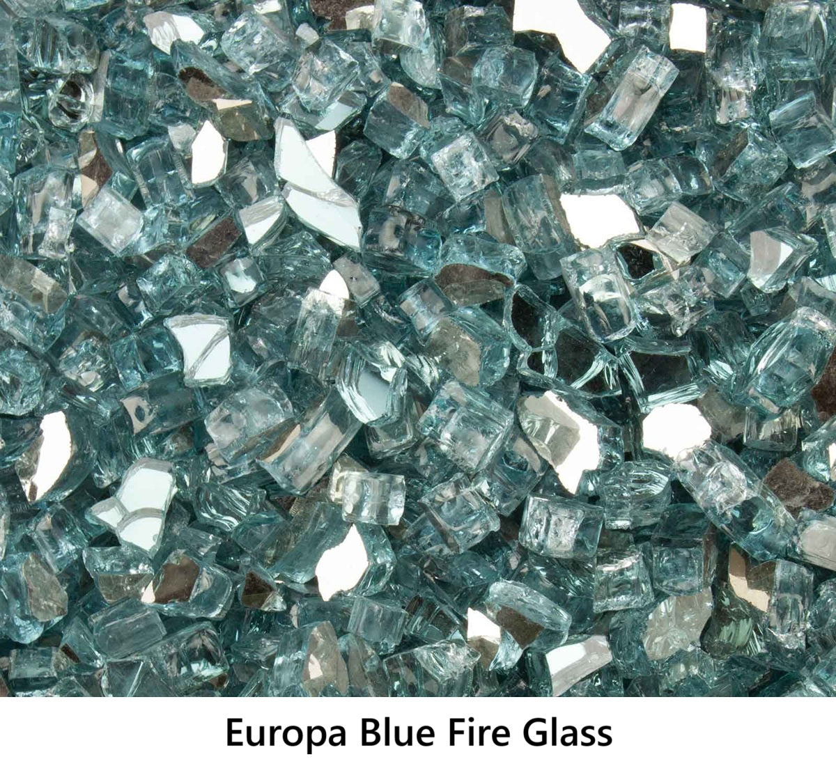 1/2" Tempered Fire Glass Europa Blue Reflective