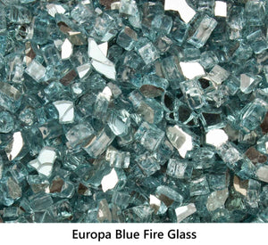 1/2" Tempered Fire Glass Europa Blue Reflective