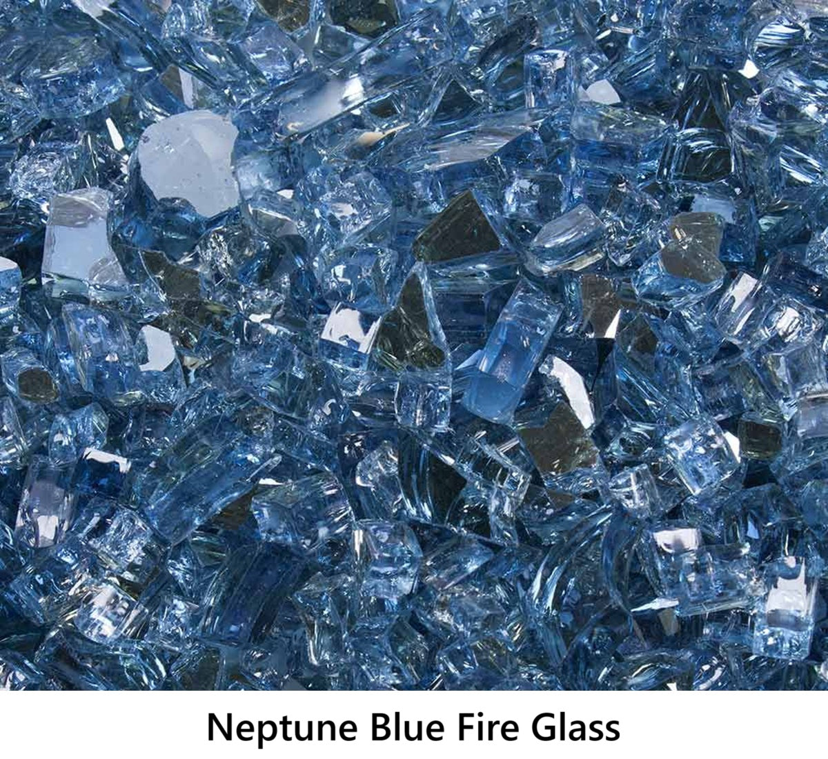 1/4" Tempered Fire Glass Neptune Blue Reflective