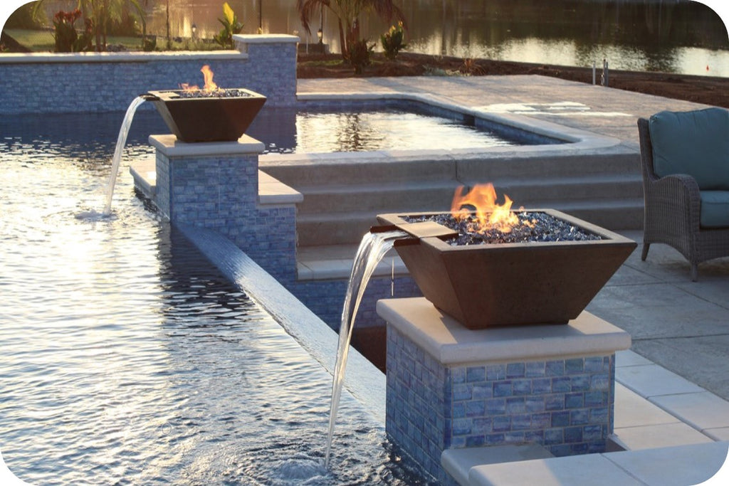 LOMBARD TALL — Square Fire & Water Bowl (32")