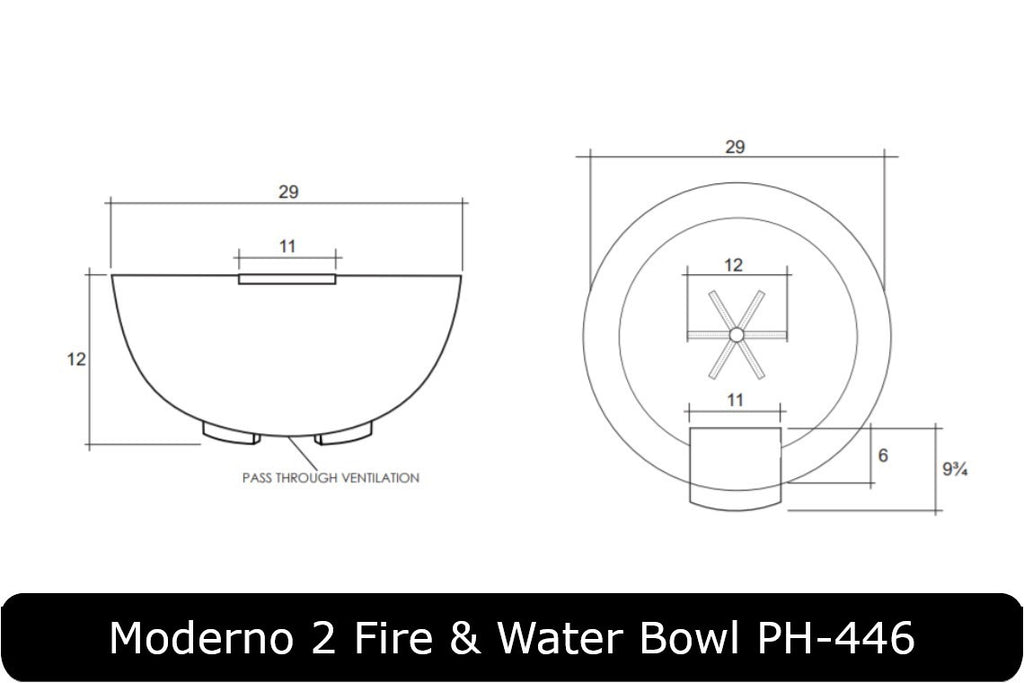Moderno 2 - Round Concrete Fire & Water Bowl (29")