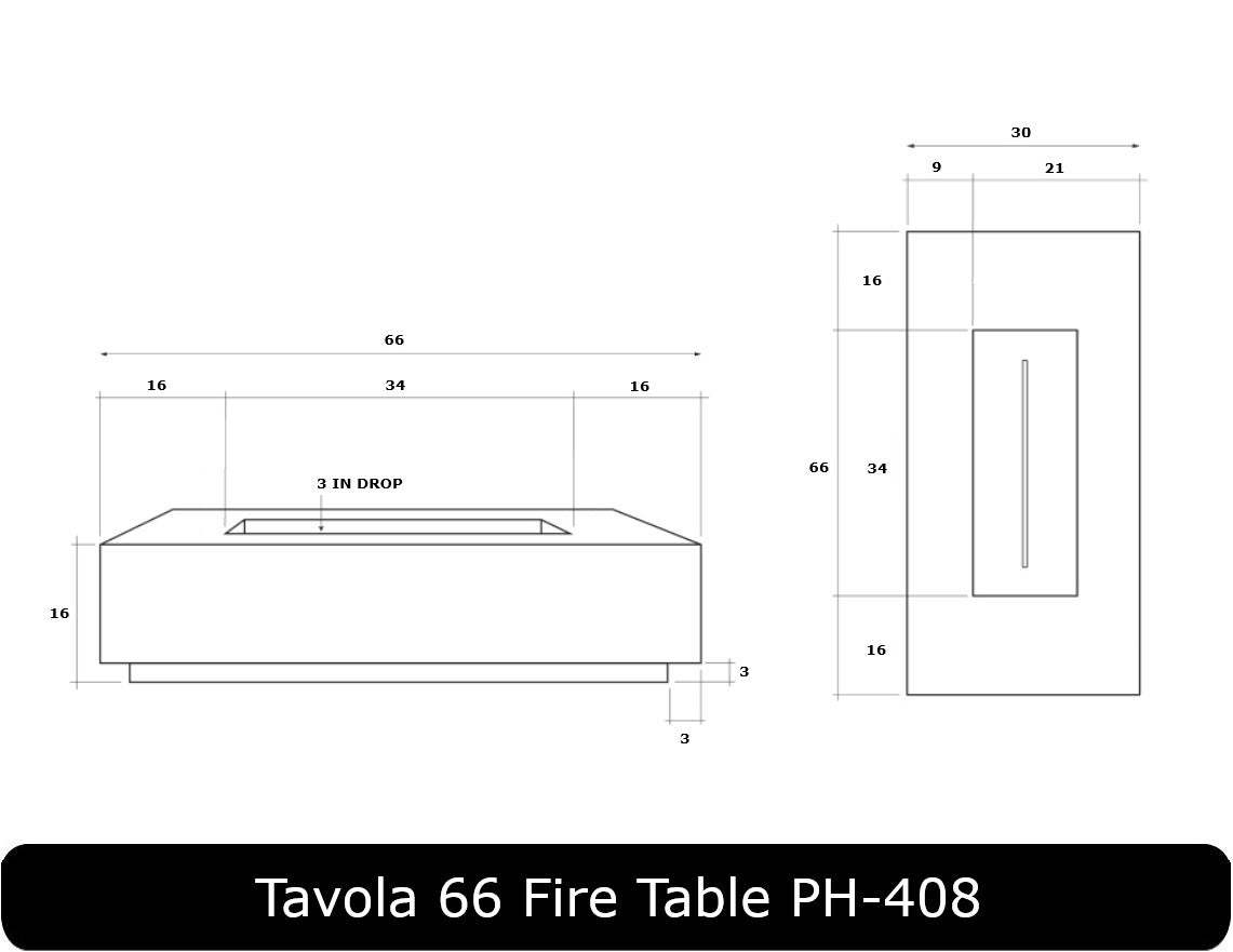 Prism Hardscapes - Tavola 66 Slim Concrete 66" Fire Table