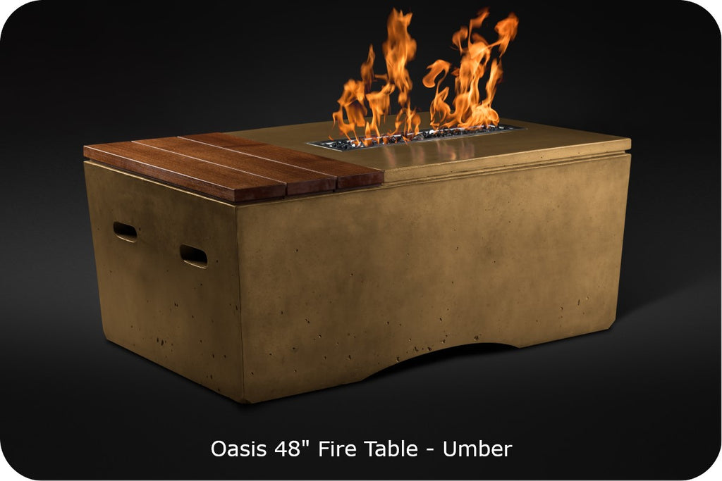 OASIS — Modern Concrete + Wood Fire Table (48")