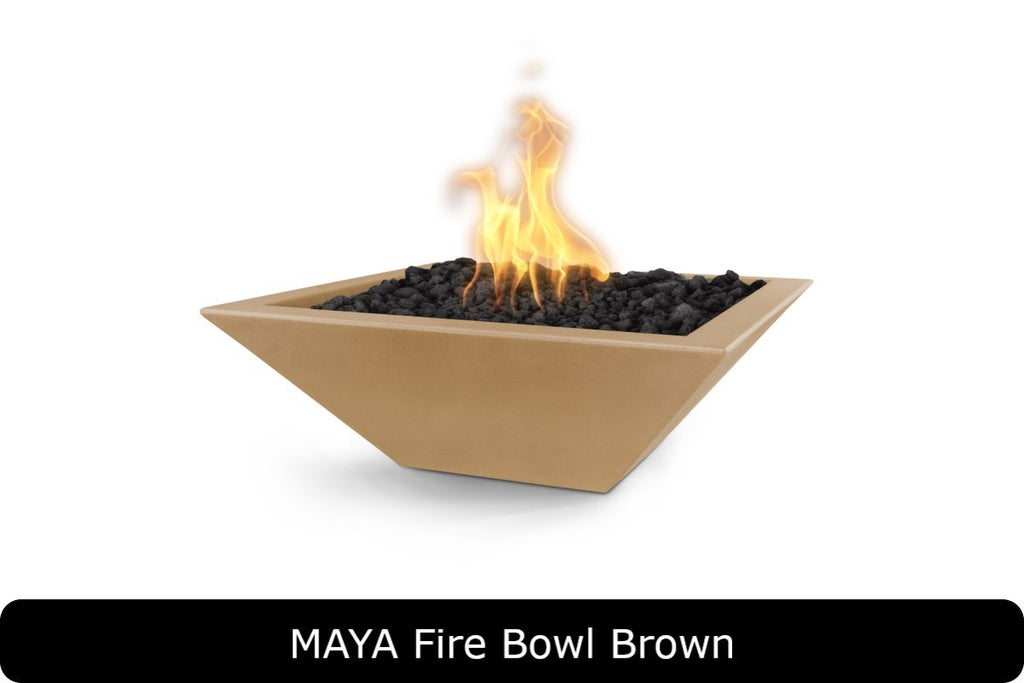 Maya — Square GFRC Concrete Fire Bowl (with 24", 30", or 36" options)