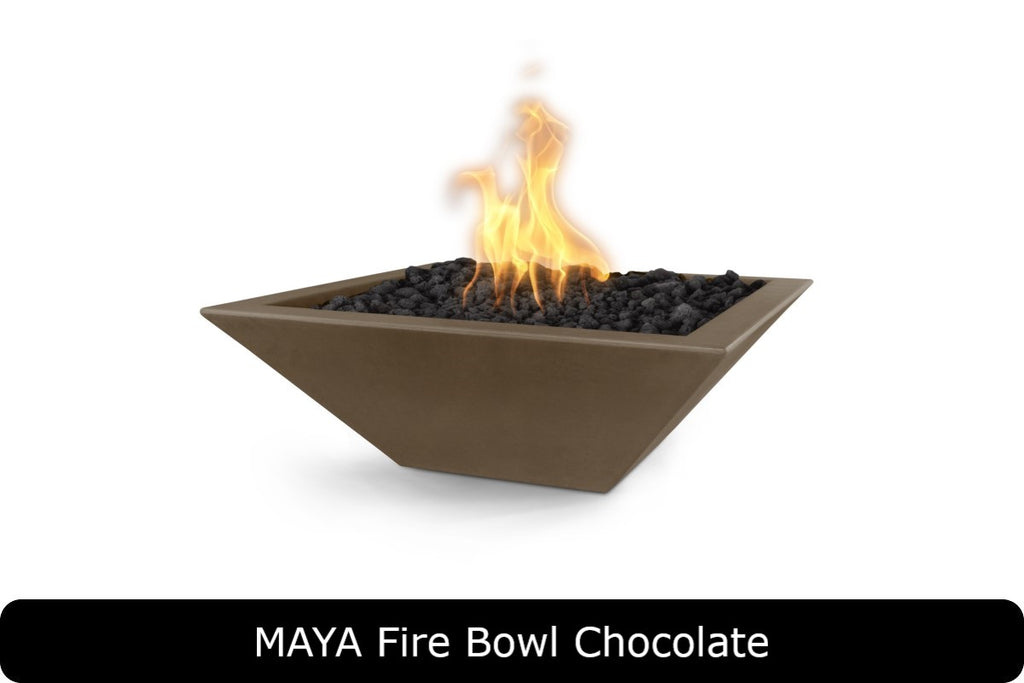 Maya — Square GFRC Concrete Fire Bowl (with 24", 30", or 36" options)