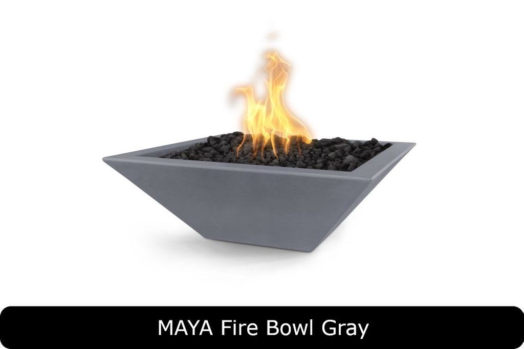 Maya — Square GFRC Concrete Fire Bowl (with 24", 30", or 36" options)