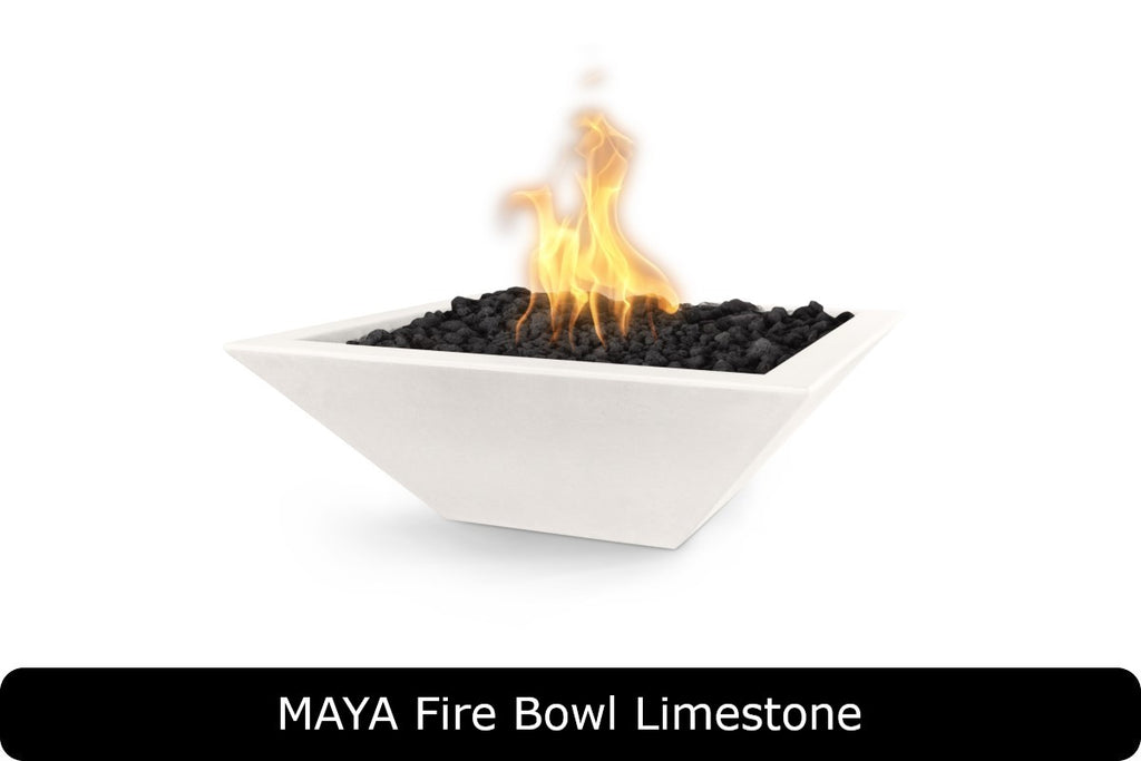 Maya — Square GFRC Concrete Fire Bowl (with 24", 30", or 36" options)