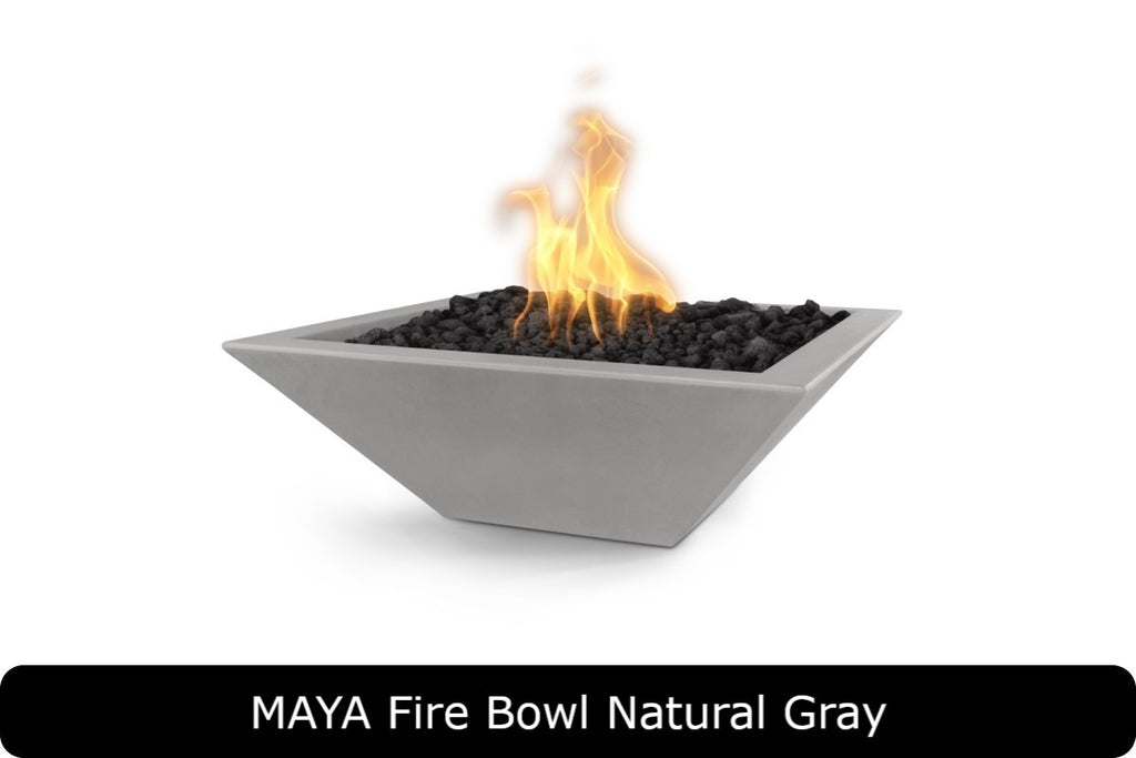 Maya — Square GFRC Concrete Fire Bowl (with 24", 30", or 36" options)