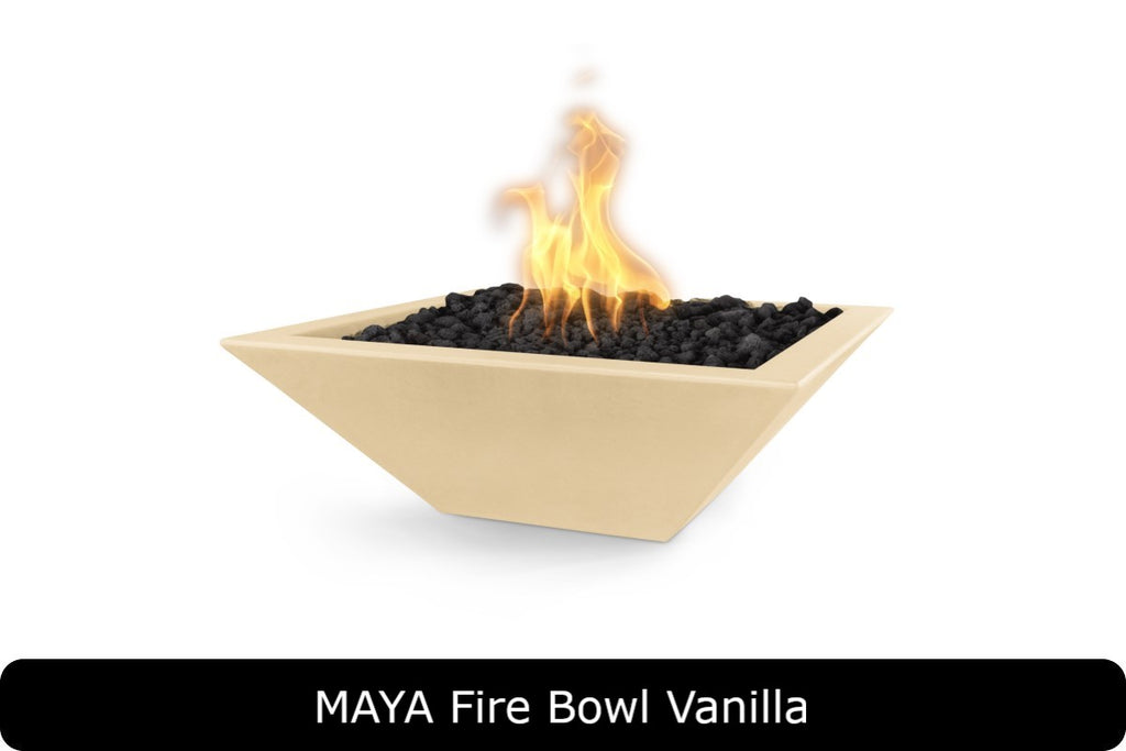 Maya — Square GFRC Concrete Fire Bowl (with 24", 30", or 36" options)