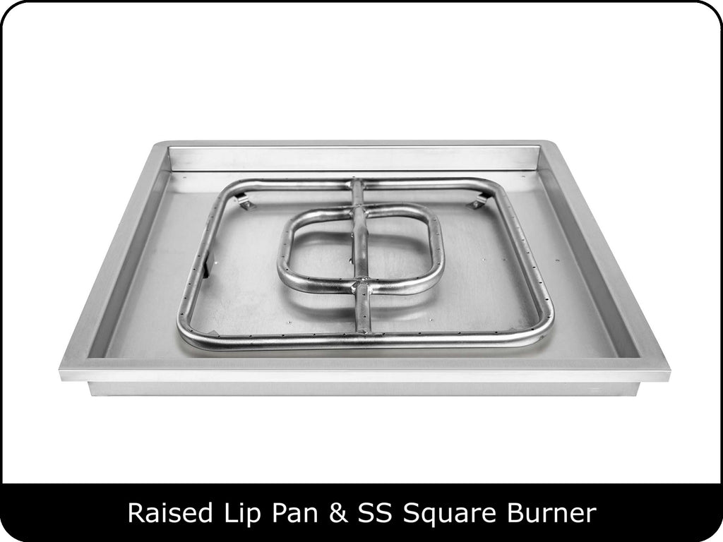Square Raised Lip Fire Pit Pan & Burner Kit
