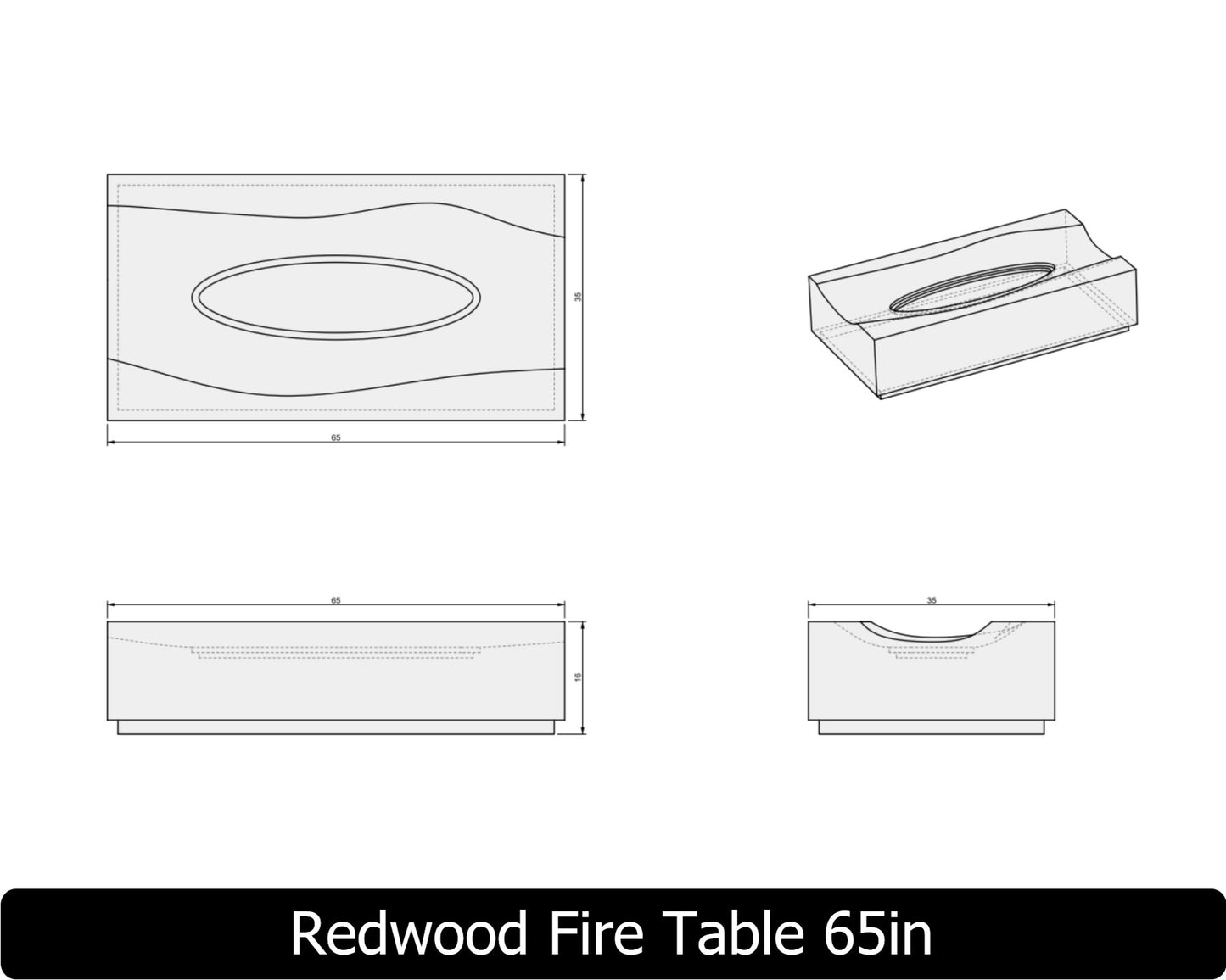 The Freedom Collection - REDWOOD Concrete Fire Table