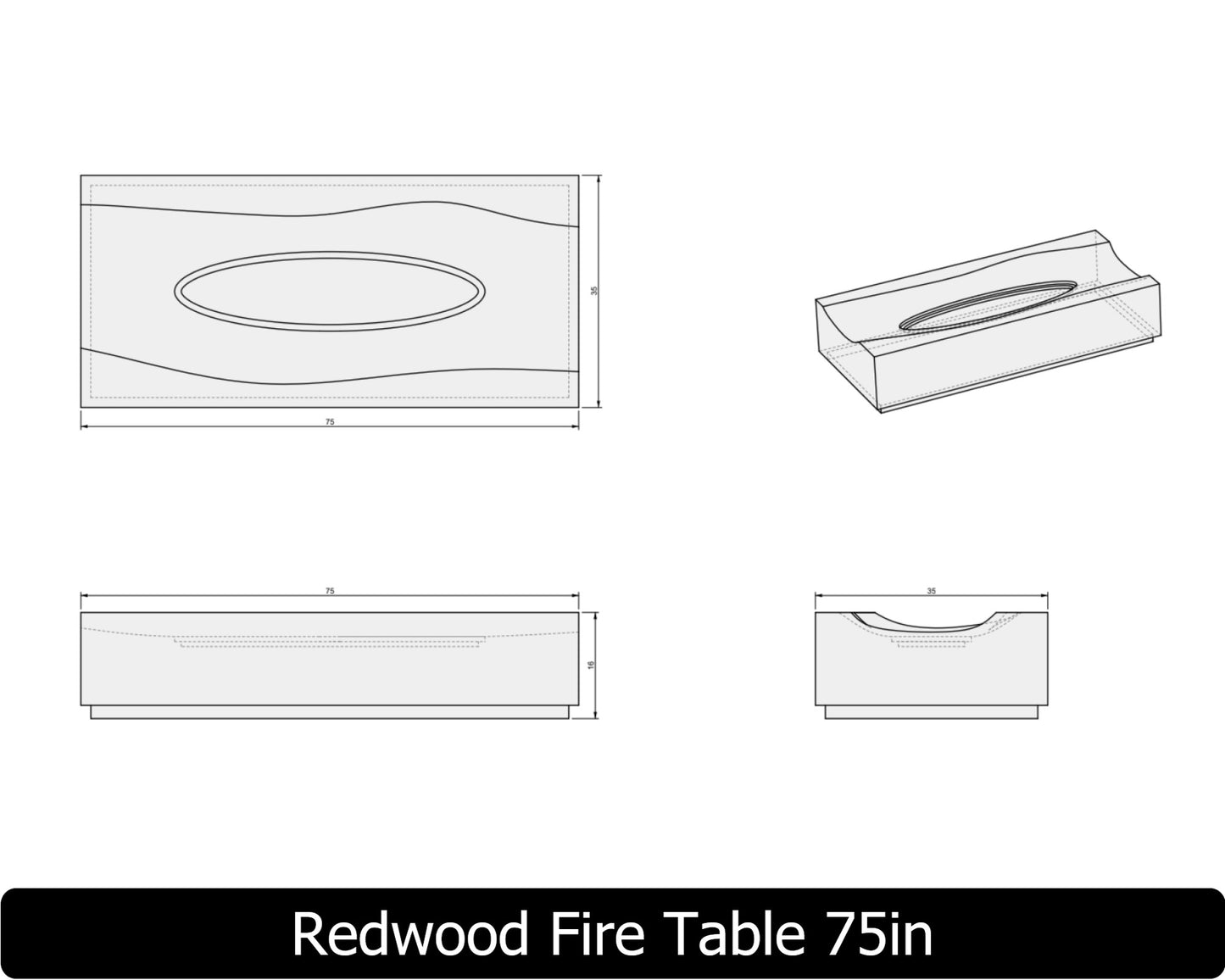 The Freedom Collection - REDWOOD Concrete Fire Table