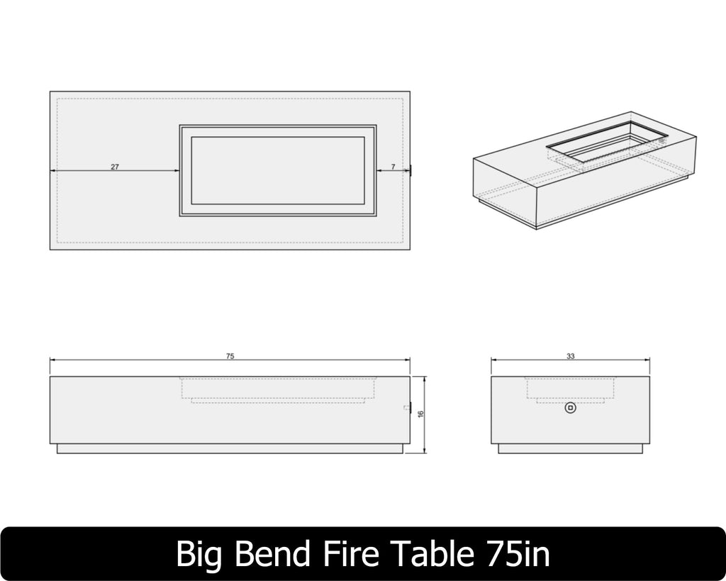 Big Bend — Concrete Fire Table (55"–95" Length Options)