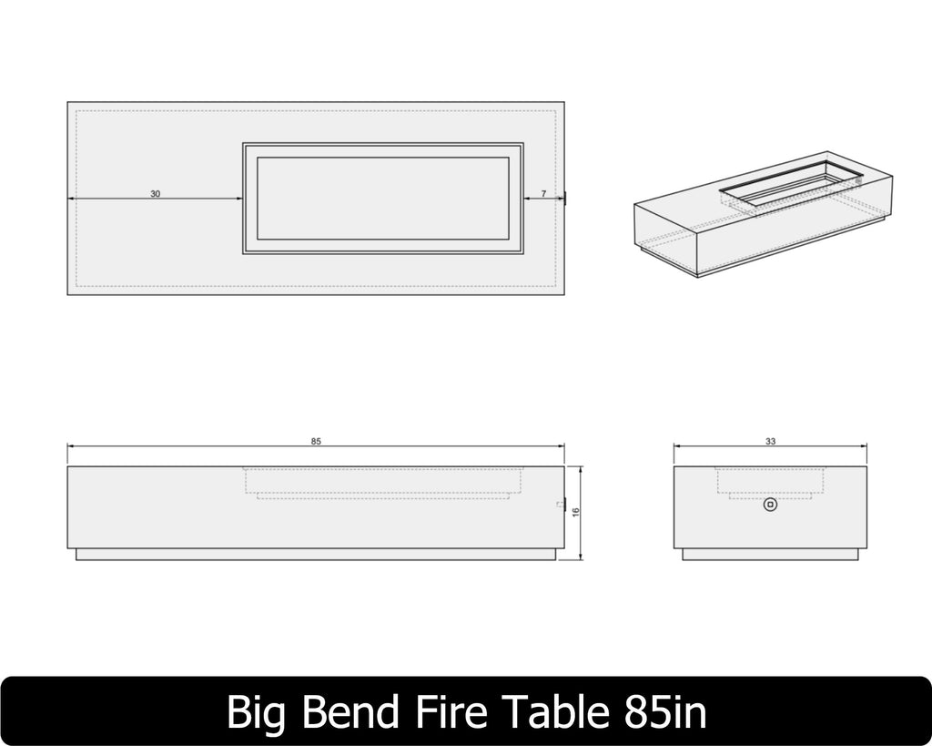 Big Bend — Concrete Fire Table (55"–95" Length Options)