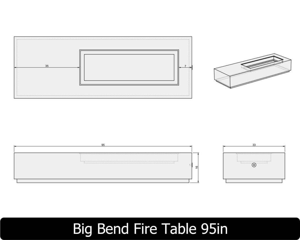 Big Bend — Concrete Fire Table (55"–95" Length Options)