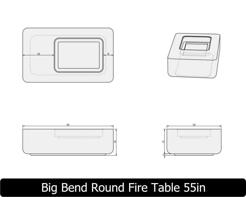 Big Bend Round — Concrete Fire Table (55"–95" Length Options)