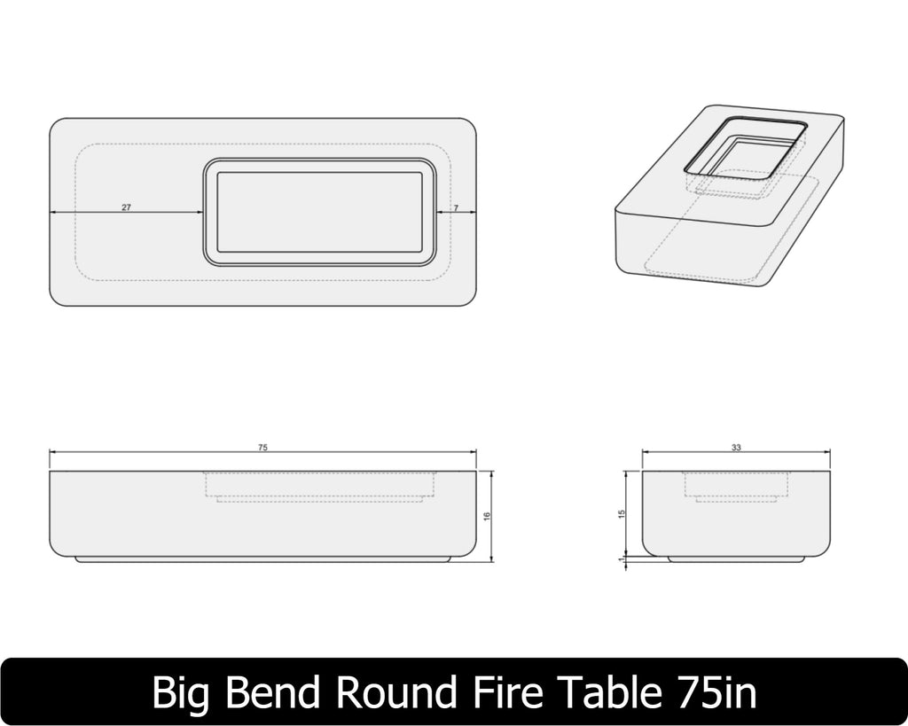 Big Bend Round — Concrete Fire Table (55"–95" Length Options)