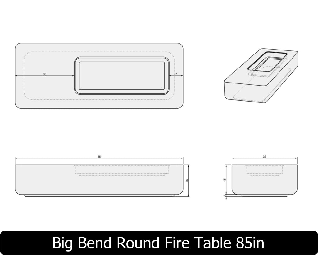 Big Bend Round — Concrete Fire Table (55"–95" Length Options)