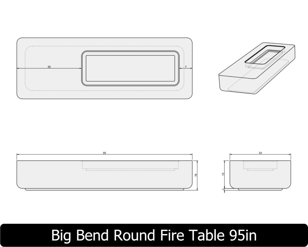 Big Bend Round — Concrete Fire Table (55"–95" Length Options)