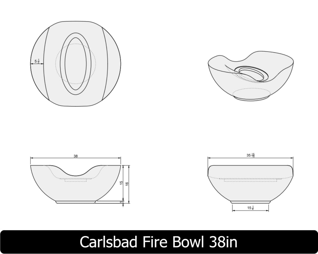 Carlsbad — Round Concrete Fire Bowl (38", 45", or 52" Diameter)