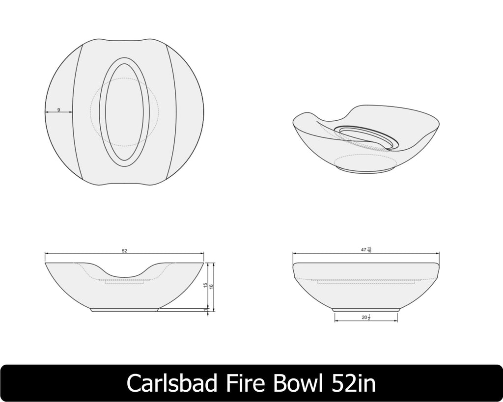 Carlsbad — Round Concrete Fire Bowl (38", 45", or 52" Diameter)
