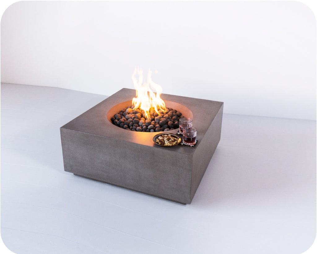 Cascade — Square Concrete Fire Table (32", 38", or 45" Size Options)