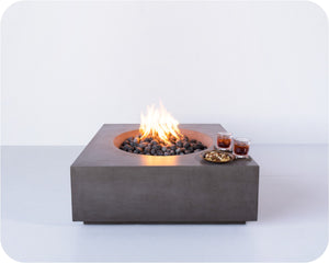 Cascade — Square Concrete Fire Table (32", 38", or 45" Size Options)