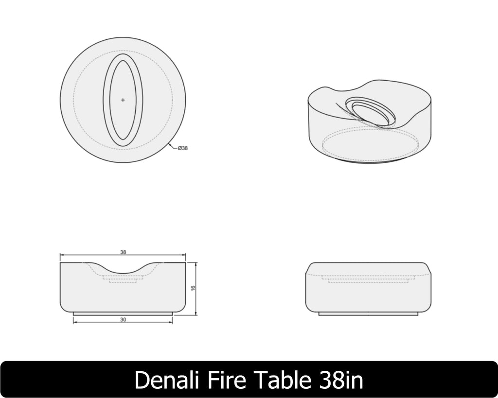 Denali — Modern Concrete Fire Pit (38", 45", or 55" Diameter)