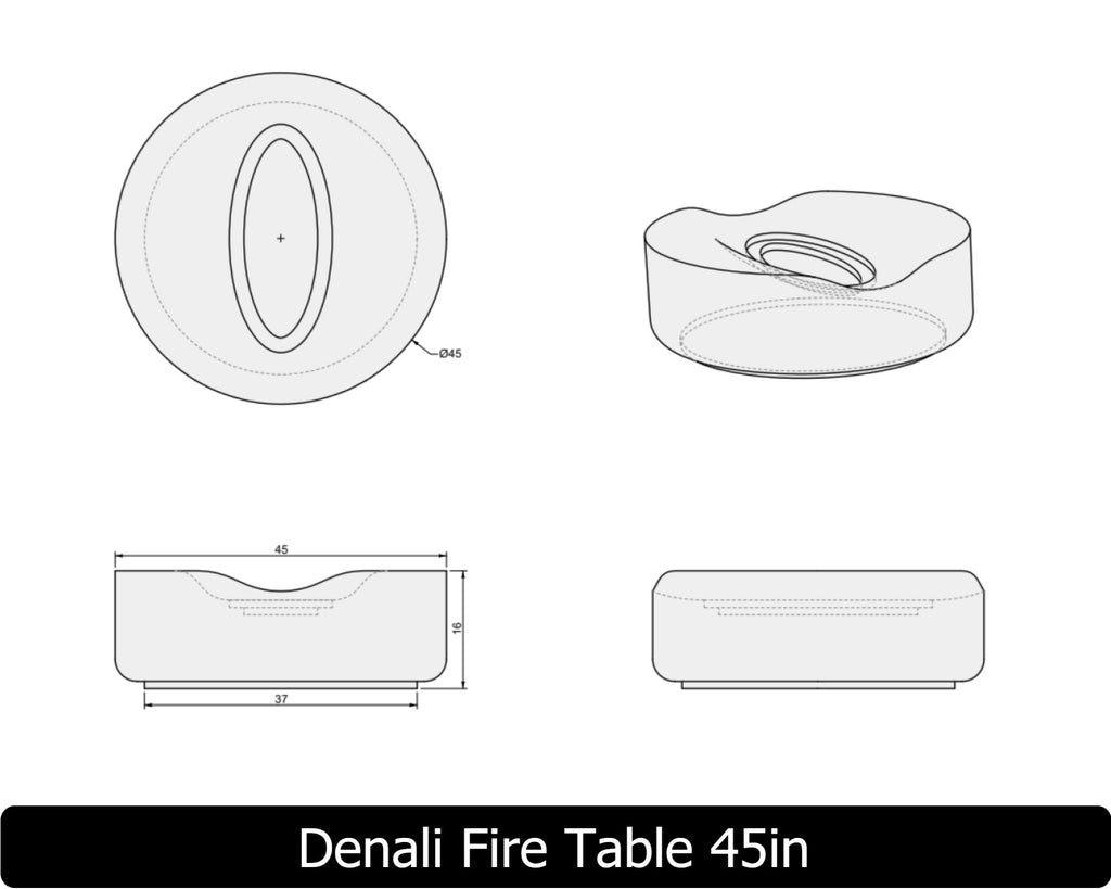 Denali — Modern Concrete Fire Pit (38", 45", or 55" Diameter)