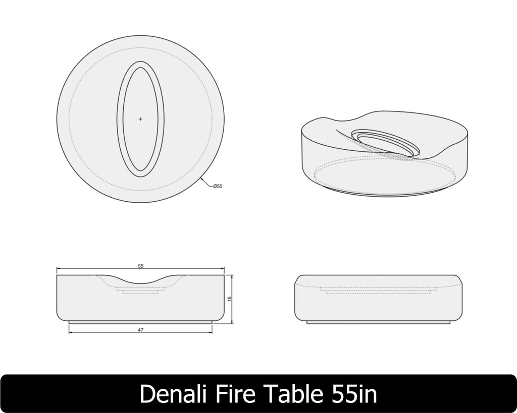Denali — Modern Concrete Fire Pit (38", 45", or 55" Diameter)