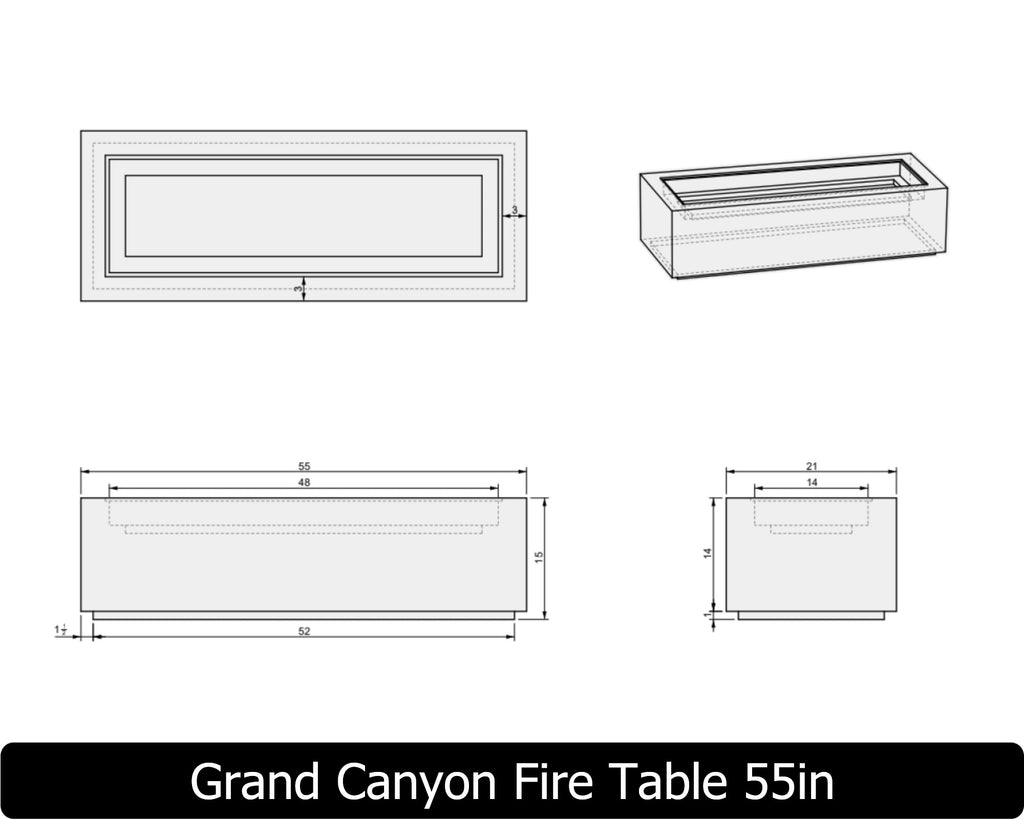 Grand Canyon — Concrete Fire Pit (55", 65", or 75" Length Options)