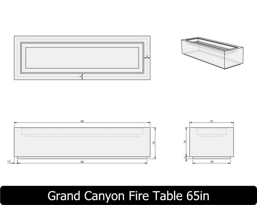 Grand Canyon — Concrete Fire Pit (55", 65", or 75" Length Options)
