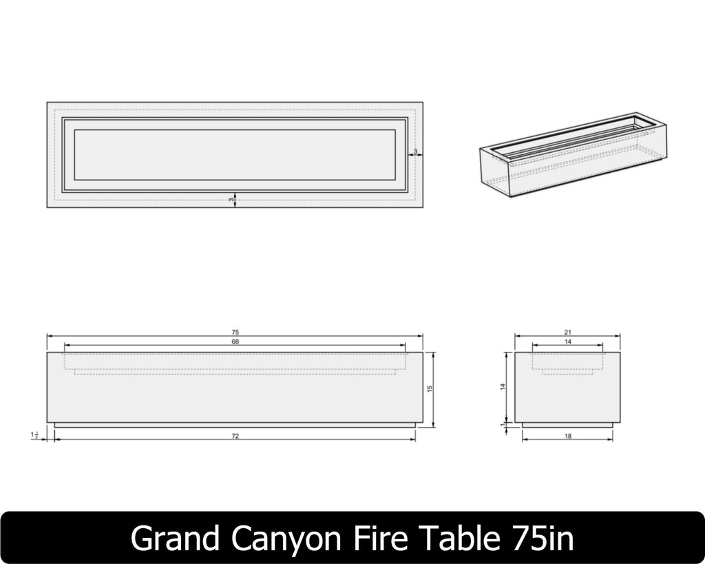 Grand Canyon — Concrete Fire Pit (55", 65", or 75" Length Options)